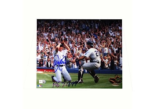 David Cone Perfect Game On Knees w/ Girardi Horizontal 8x10 Photo w/ PG Insc. (MLB Auth)